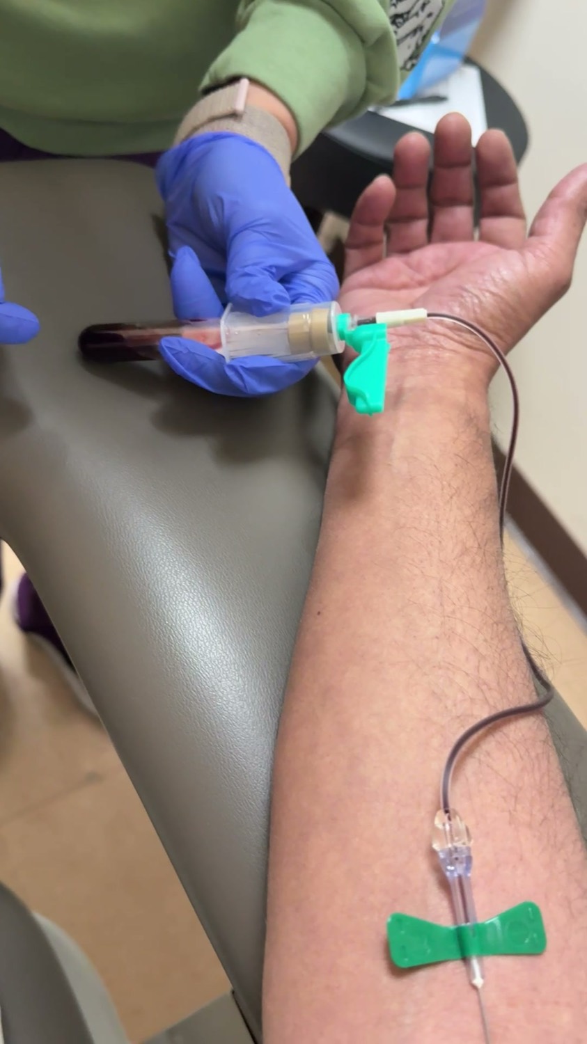 Baseline blood draw at the clinic
